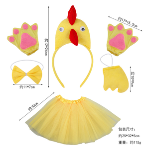 Ecoparty niños Animal amarillo pollito Gallo tutú oreja <span class=keywords><strong>diadema</strong></span> pajarita cola patas Halloween disfraz Cosplay disfraces <span class=keywords><strong>de</strong></span> juego <span class=keywords><strong>de</strong></span> rol - Product Image 1