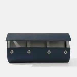 Werks neuestes Design tragbares echtes Rindleder Luxusuhrrrolle Reiseverpackung 3 Steckplätze Uhren-Aufbewahrungsbox Aufbewahrungsbox