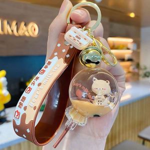 Porte-clés liquide Kawaii Ours Mignon Thé au Lait aux Bulles Dessin Animé - Product Image 5