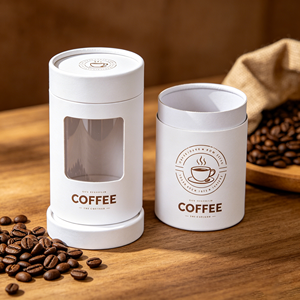 Boîte cylindrique en carton robuste avec fenêtre transparente pour emballage de marque, personnalisable OEM pour grains de café. - Product Image 6