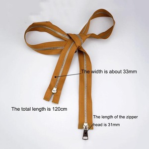 Para Deepeel A3-8 5 #   Cremallera de 120 cm con extremo abierto para ropa y chaquetas 5 #   Tiradores Dobles con Deslizadores Dobles Hechos de Metal - Product Image 2