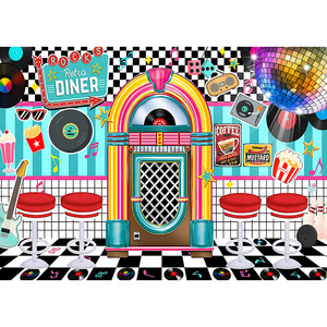 Fondo <span class=keywords><strong>de</strong></span> Decoración Retro <span class=keywords><strong>de</strong></span> <span class=keywords><strong>los</strong></span> Años 50 para Fiestas, Pancarta Clásica <span class=keywords><strong>de</strong></span> <span class=keywords><strong>Rock</strong></span> and Roll <span class=keywords><strong>de</strong></span> <span class=keywords><strong>los</strong></span> Años 50, Decoración para Fiestas Sock Hop <span class=keywords><strong>de</strong></span> <span class=keywords><strong>los</strong></span> Años 50 - Product Image 2