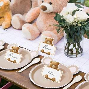 Ours Baby Shower Place Card pour le réglage de la <span class=keywords><strong>table</strong></span> Nous pouvons attendre les cartes de nom de <span class=keywords><strong>table</strong></span> Neutral Sexe Reveal Bear First Birthday Tent - Product Image 4