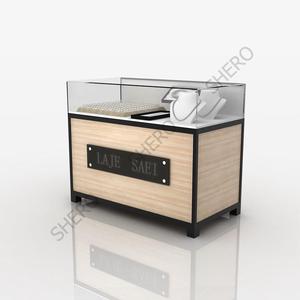 Nuevo diseño de madera + oro inoxidable LED luz joyería vitrina de cristal joyería quiosco centro comercial mostrador vitrina al por menor - Product Image 3