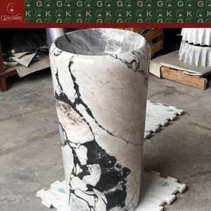 Lavabo de Columna de Mármol Gris Blanco Veteado GOLDKING Ocean Storm para Baño Principal, Cuarto de Invitados, Proyecto de Construcción Nueva, OEM Personalizado - Product Image 5