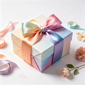 Lazo de Raso Iridiscente Arcoíris Pastel al por Mayor de Fábrica, Lazo Preformado de Tamaño Personalizado para Envolver Regalos, Adorno para Baby Shower - Product Image 2