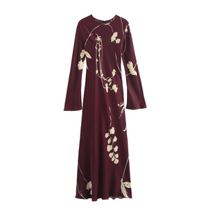 Buy Long Sleeve Burgundy Dress Pictures Pearl Embellished Design |  Alibaba.com