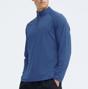 Camiseta deportiva con cremallera de secado rápido para gimnasio, entrenamiento, running, ajustada, transpirable, personalizada para hombre, superventas - Product Image 4