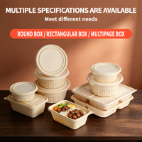 Conteneur alimentaire biodégradable en amidon de maïs, bol rond jetable avec couvercle pour l'emballage de plats à emporter, logo personnalisé