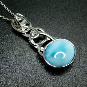 Colgante de Plata de Ley 925 100% con Larimar Natural Genuino para Mujer - Product Image 1