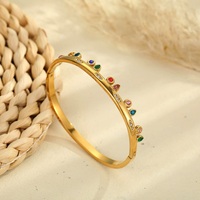 Gelang Manset Baja Anti Karat Fashion Warna Zirkon Bentuk Geometris Gelang Manset Zirkon untuk Wanita