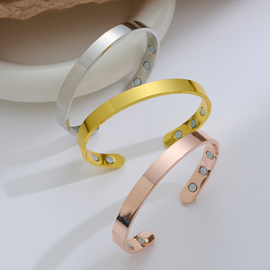 Magnetic Cuff <b>Bracelet</b> <b>Copper</b> Alloy Unisex Open Design Gift Jewelry Rose Gold Silver Yellow Tone - Product Image 1