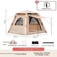 Grande tente de camping gonflable quatre saisons portable de 12 m², ouverture automatique rapide, 2 puits de lumière, Oxford imperméable