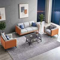 Ensemble de canapés modulaires de bureau en cuir PU italien, chaise de réception, fauteuil de direction contemporain confortable, canapé d'appoint