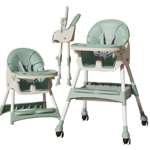 Chaise haute pour bébé 3 en 1, chaise haute pliable multifonctionnelle, chaise haute réglable en <span class=keywords><strong>hauteur</strong></span> pour enfants, chaise d'alimentation pour bébé avec assiette - Product Image 5