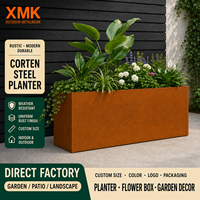 Jardinière d'extérieur rectangulaire en acier Corten, pots de fleurs décoratifs pour plantes, pour patio, terrasse, jardin, véranda, effet rouillé