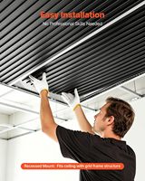 Plaques de plafond en PVC 24 x 48 pouces, panneaux linéaires 3D noirs, feuille de PVC lisse pour plafond suspendu, surface résistante aux chocs et peignable