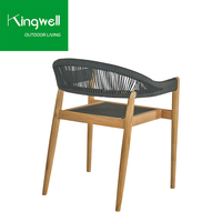 Kingwell Mobilier d'extérieur moderne tout temps, ensemble de salle à manger, meubles de terrasse en bois de teck, chaises de patio