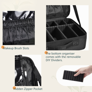 Travel <b>Makeup</b> Bag Train <b>Case</b> Large Cosmetic <b>Case</b> Organizer Portable Artist Storage Bag with Adjustable Dividers & Strap - Product Image 4