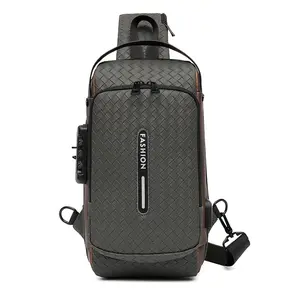 Yeni stil spor tek kollu çanta PU deri su geçirmez USB şarj anti-hırsızlık göğüs çantası