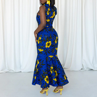 Robe longue africaine en coton imprimé sans manches à col montant pour femme – Élégante et tendance