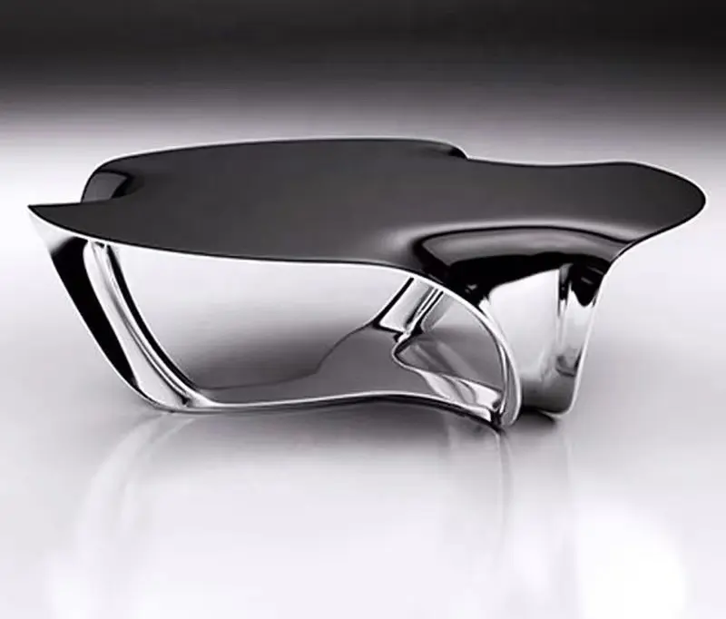 モダンな技術を備えた創造的なプロファイルのステンレス鋼コーヒーテーブル強化プラスチック電気メッキ中空エッジティーテーブル