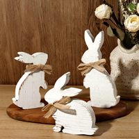 Décorations de lapin multifonctions en bois peint en blanc sur le thème de l'amour pour centre de table de Pâques