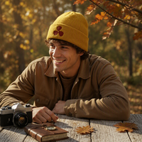 Bonnet d'hiver personnalisé par le fabricant, style Y2K, en jacquard tricoté, avec nœuds en fourrure à pois, pour la plage