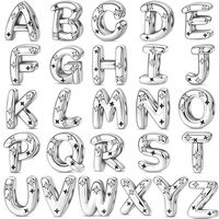 Breloques en argent sterling 925 très populaires, accessoires de collier et bracelet avec 26 lettres, perles polyvalentes pour femmes en zircon étoilé étincelant