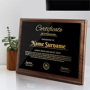 Commercio all'ingrosso di legno placca in bianco su misura in metallo placca adesivo rotondo in bianco targa di legno - Product Image 4