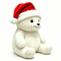 Ours en peluche de Noël personnalisé avec rembourrage en coton PP, ours blanc avec bonnet de Père Noël, hauteur 31-50 cm