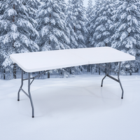 Table pliante d'extérieur 6 pieds (180 cm) de long, design moderne, structure en plastique et en fer