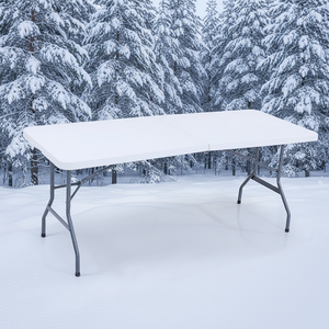 Table pliante d'extérieur 6 pieds (180 cm) de long, design moderne, structure en plastique et en fer - Product Image 4
