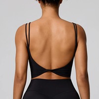 Soutien-gorge de sport pour femme à maintien élevé, col en U, séchage rapide, respirant, léger, simple, bretelles doubles, pour la gym