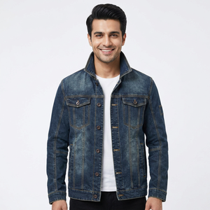 Cheaper <b>Men</b> <b>Denim</b> <b>Jacket</b> New Arrival High Quality Wholesale Custom <b>Denim</b> <b>Jacket</b> Washed Custom Blue <b>Men</b> Jean <b>Jackets</b> - Product Image 1