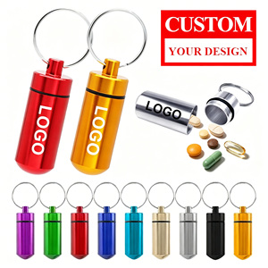 Porte-clés personnalisé en alliage d'aluminium avec logo, mini-flacon à pilules portable pour usage d'urgence en extérieur - Product Image 1