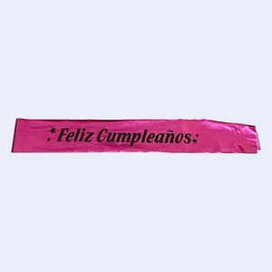 Écharpe de fête d'anniversaire fuchsia avec lettres noires, décoration élégante pour fête, sac de 12 pièces - Product Image 1