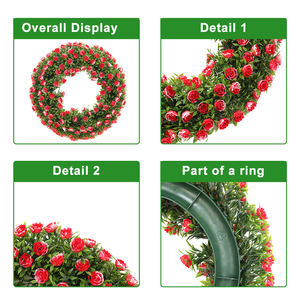 Hh-76<span class=keywords><strong>พวงมาลัย</strong></span>เทียมดอกกุหลาบสี<span class=keywords><strong>แดง</strong></span>ใบไผ่ PE แขวนได้สำหรับงานวันคริสต์มาสฮาโลวีนงานจบการศึกษายาวนาน - Product Image 4