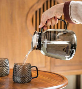 Mango colorido de moda cerveza fría hecha a mano a prueba de agua de vidrio a prueba de calor TAPA DE <span class=keywords><strong>jarra</strong></span> de vidrio de borosilicato transparente gruesa - Product Image 5