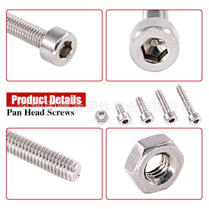 304 Stainless Steel Screw Set M4 8 12 16 20mm Cylindrical Head Hex Socket Screws Nuts Tool <b>Case</b> 180pcs - Product Image 2