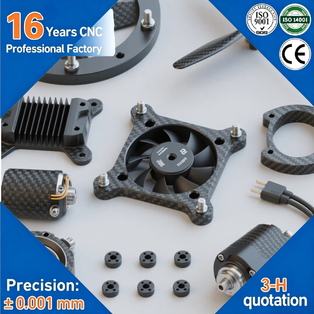 High Precision CNC Milling & Turning Carbon Fiber Drone Parts Suitable Light Accessories Rapid Prototyping Dyed