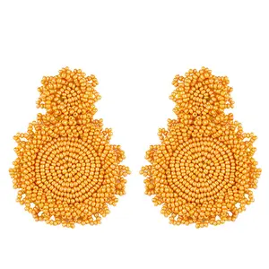Mode geometrische handgemachte Perlen Ohrringe böhmischen großen Charme exotische Blume Perlen Tropfen Ohrringe für Frauen