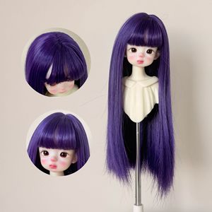 Parrucca per bambole all'ingrosso, 22 colori, 3/4/6 pollici, capelli lunghi lisci in fibra resistente alle alte temperature con frangia, copricapo grezzo - Product Image 1