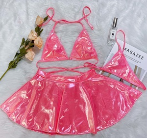 ชุดชั้นในนีออน 3 ชิ้น ชุดเดรสหนังเซ็กซี่สำหรับสาวไนต์คลับ ชุดชั้นในเซ็กซี่สำหรับผู้หญิง - Product Image 6