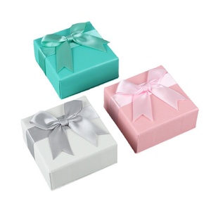 Elegant Custom 9*9*3cm Colorful Bow Ribbon Jewelry Box Fashion Paper Material for Necklace Bracelet <b>Earrings</b> Ring <b>Gift</b> <b>Boxes</b> - Product Image 3