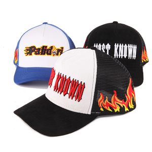 Tùy Chỉnh 3D Thêu Logo Da Lộn Trucker Hat Mũ Thiết Kế Của Riêng Bạn Lửa Lưới Thêu Trucker Mũ - Product Image 3