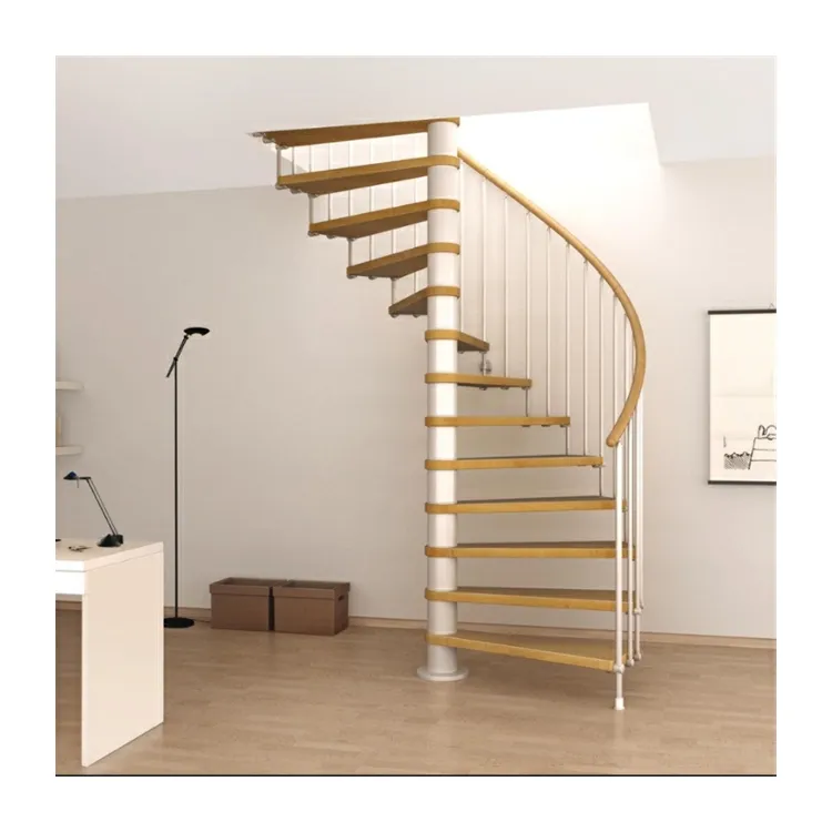 Escalier en spirale pliable en aluminium, escalier en spirale en fer forgé, escalier en spirale en bois