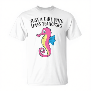 T-shirt Just A Girl Who Loves Seahorses pour les amoureux des hippocampes, vêtements décontractés pour femmes - Product Image 2