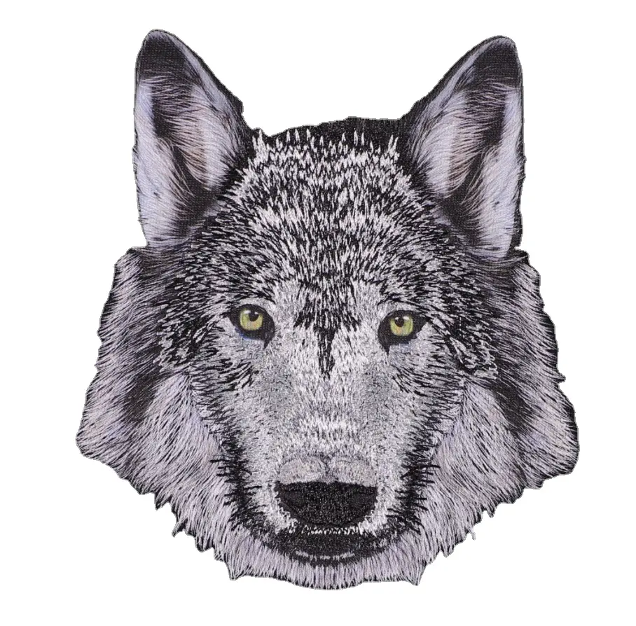 Wolf Levendige Dieren Ontwerp Geborduurd Print Ijzer Op Patches Custom Logo Gedrukt Kleur Op Maat Borduurpatches