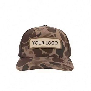 Casquettes Trucker 5 Panneaux en Maille Souple Camouflage Tendance avec Patchs en Cuir PU Diamant Personnalisés et Visière Courbée – Casquette Trucker A-Frame - Product Image 2